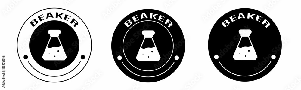 Black and white illustration of beaker icon in flat. Stock vector. Black and white illustration of beaker icon in flat. Stock vector.