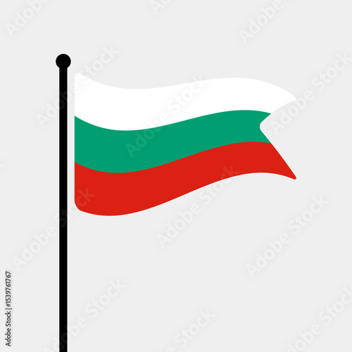 Flag of Bulgaria. Bulgaria flag vector illustration icon design. Fluttering flagpole flag.