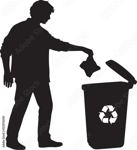 Person Recycling Silhouette | Environmental Responsibility Vector