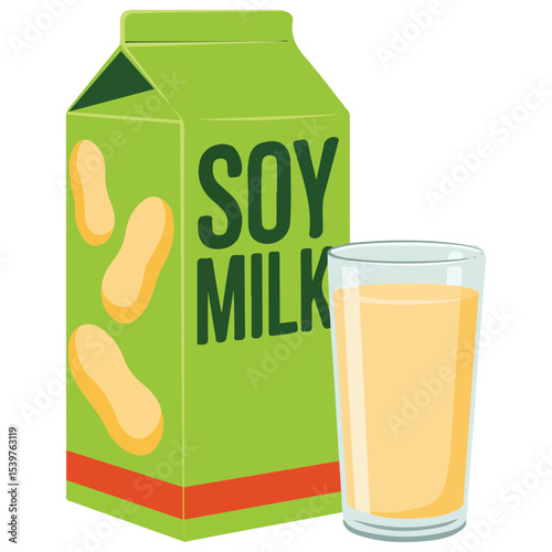 soy milk in paper pack isolated vector