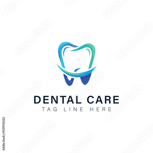 Tooth logo design featuring a clean dental icon symbolizing health care and dentistry for dental services and medical branding