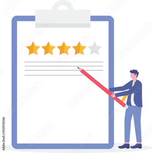 Feedback and review.Character giving positive feedback.

