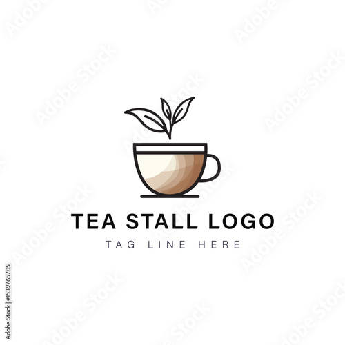Creative modern minimalist Tea shop logo design 