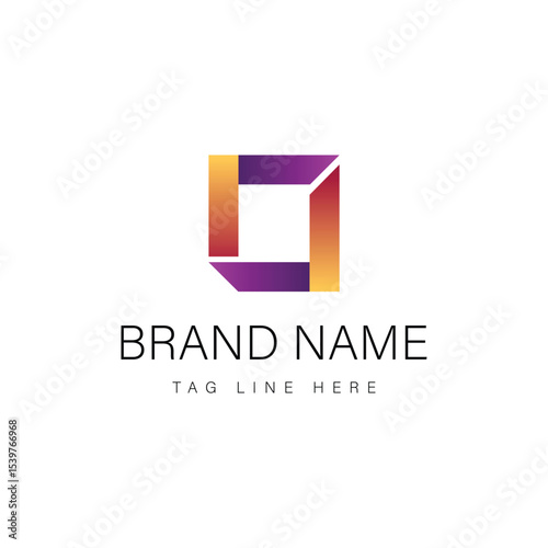 Abstract Square Logo: A modern and minimalist logo design featuring an abstract square shape with gradient color.  The design is simple, clean, and versatile.