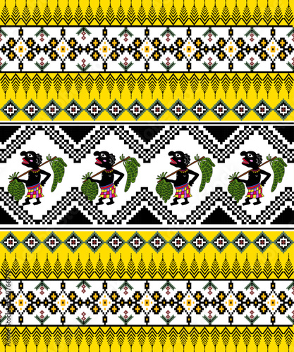 Colorful traditional textile pattern design.