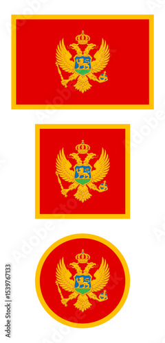 
Montenegro flag PNG vector. Montenegro square and round icon isolated on transparent PNG background. Montenegro flag icon.
