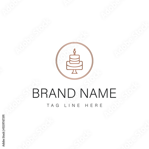 Minimalist Cake Design: Elegant and refined logo showcasing a tiered cake, perfect for bakery and pastry businesses, capturing sophistication in simplicity. 