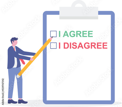 Consent document to choose, agree or disagree, accept or approve permission, yes or no answer,

