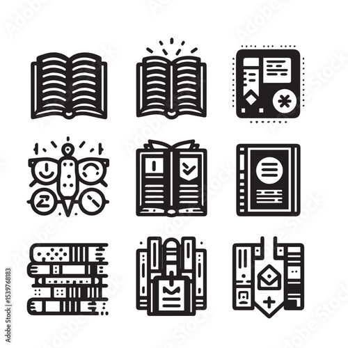 Back to School Education Icon Set – Vector Illustration of School Supplies and Learning Tools
