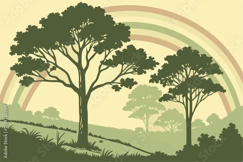 Nature's Promise: Trees Beneath the Rainbow