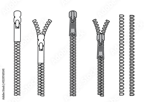 Zipper Clipart for Apparel Technical Sketches – AI Vector File