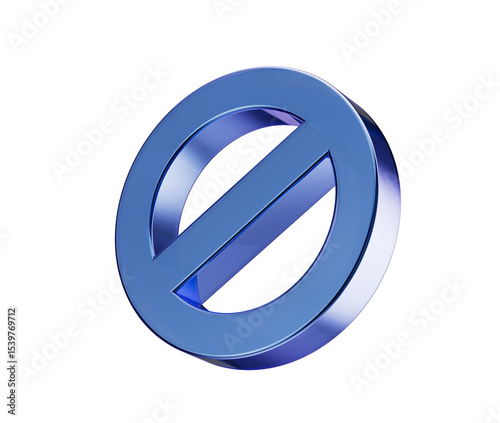 Free Download A sleek metallic blue prohibition icon with a diagonal bar, symbolizing restriction. 3d illustration - GFXLoad