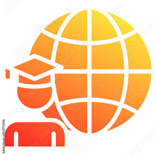 international student services glyph gradient icon