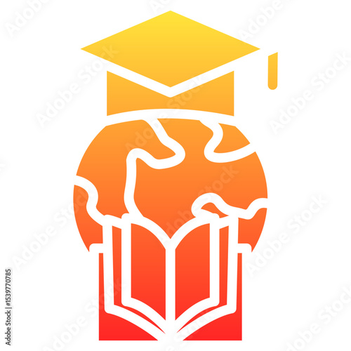 transnational education  glyph gradient icon