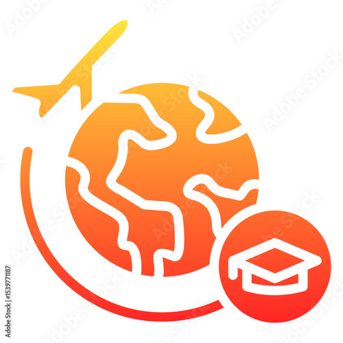 study tours glyph gradient icon