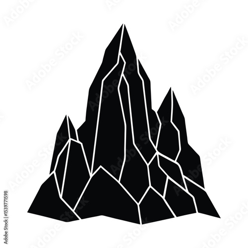Stylized mountain rock formation silhouette 