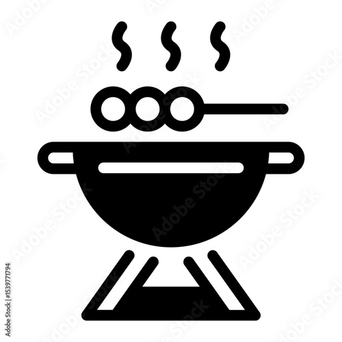 This Grill icon is suitable for Camping, Outdoor Activity, Summer Vacation, etc