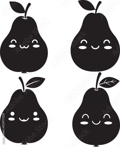 Smiling Kawaii Pear Blushing Cheeks vector illustration