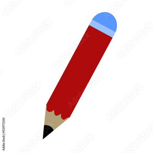 Red Pencil with eraser of illustration