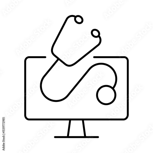 Monitor Line Editable Stroke Icon. PC, Computer Functions, Settings, Technology, Security, Shopping, Wallet, Marketing, Promotion, Communication Vector Illustration.