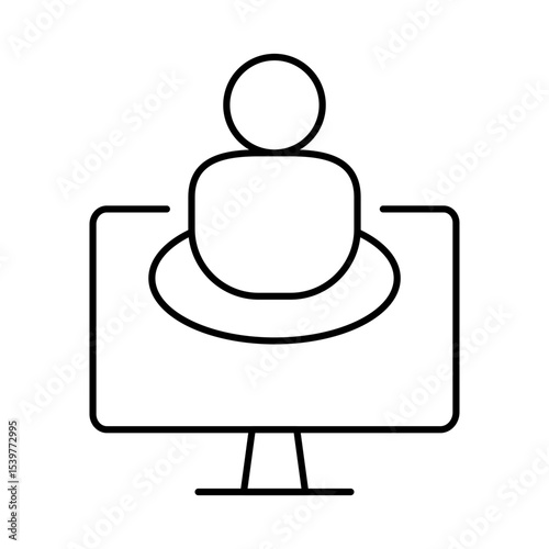 Monitor Line Editable Stroke Icon. PC, Computer Functions, Settings, Technology, Security, Shopping, Wallet, Marketing, Promotion, Communication Vector Illustration.