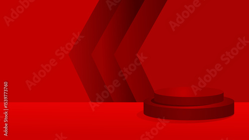 red product mockup scene with abstract background  background, template, banner– vector illustration