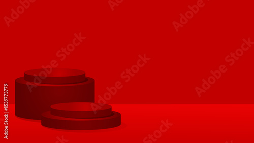  red product mockup scene  background, template, banner– vector illustration