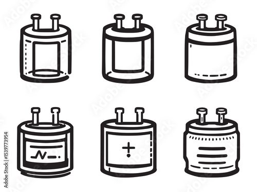 Electric capacitor icon in minimal line art style