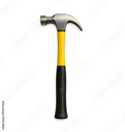 Yellow and black claw hammer isolated on transparent background
