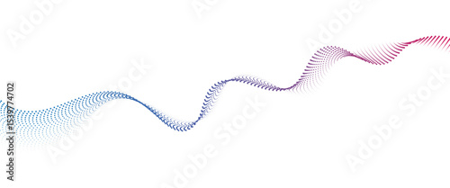 Flowing Dot Wave halftone gradient pattern on transparent background	