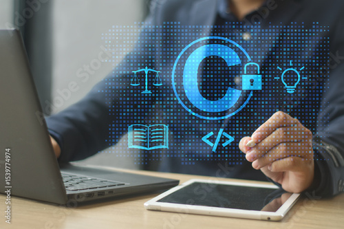 legal protection of digital intellectual property, copyright or patent concept, safeguarding trademark and assets
