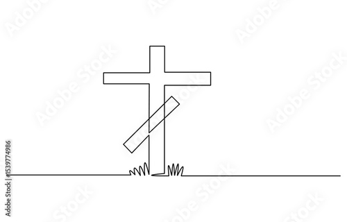 One Continuous Line Drawing of Christianity Icon. Single Line Vector Illustration