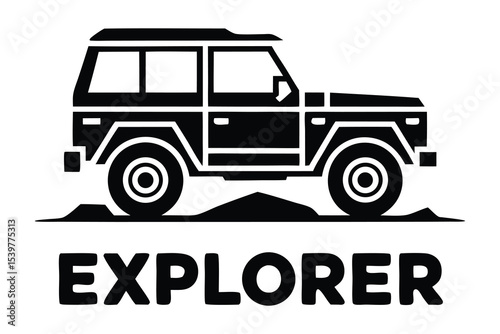 Extreme Off-roading  Car Icon, Vector Graphic for Travel and Expedition On White Background
