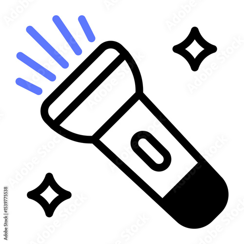 This Flashlight icon is suitable for Camping, Outdoor Activity, Summer Vacation, etc