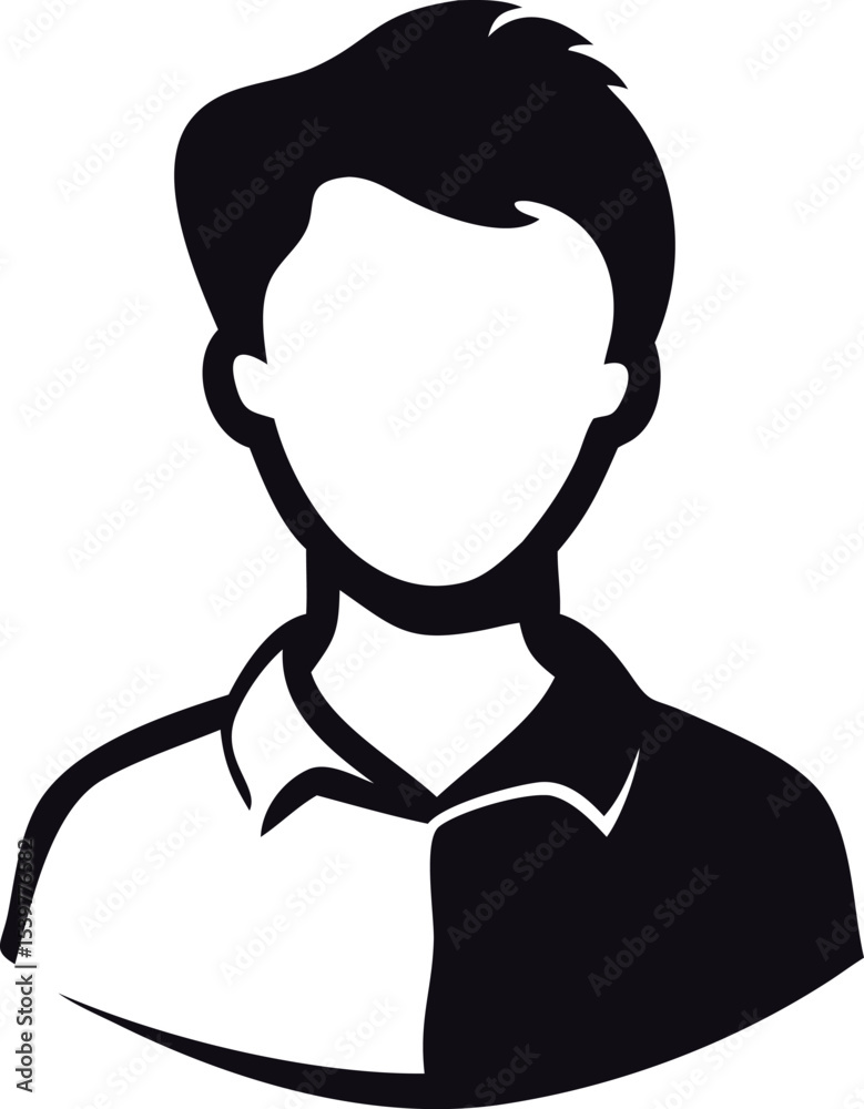 Simple Black and White Silhouette of a Person with Short Hair Wearing a Two Tone Shirt Half Black Half White Simple Black and White Silhouette of a Person with Short Hair Wearing a Two Tone Shirt Half Black Half White