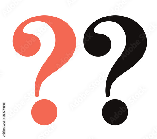 Two Question Mark Icons in Orange and Black for FAQ and Help Symbol On White Background