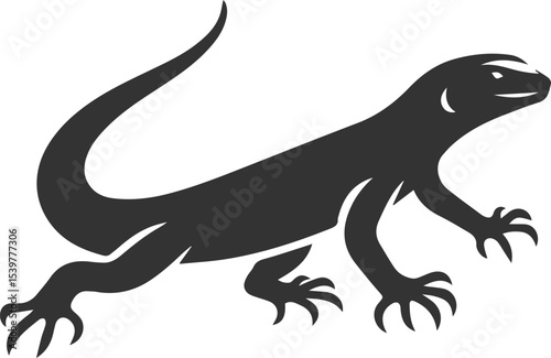 Vector illustration drawing silhouette of a reptile animal lizard isolated