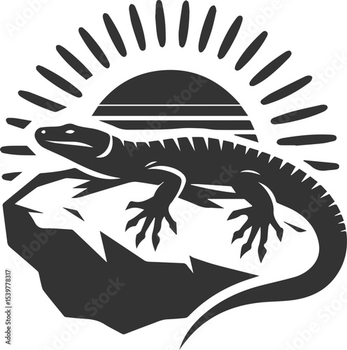 Vector illustration drawing silhouette of a reptile animal lizard isolated