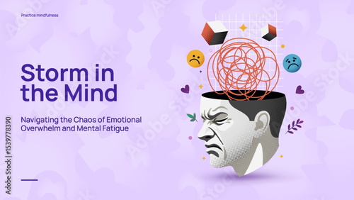 Mental Overwhelm and Emotional Chaos – Brainstorming and Stress Concept Vector