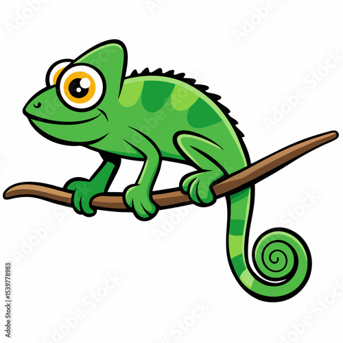 Chameleon Perched Vector Art