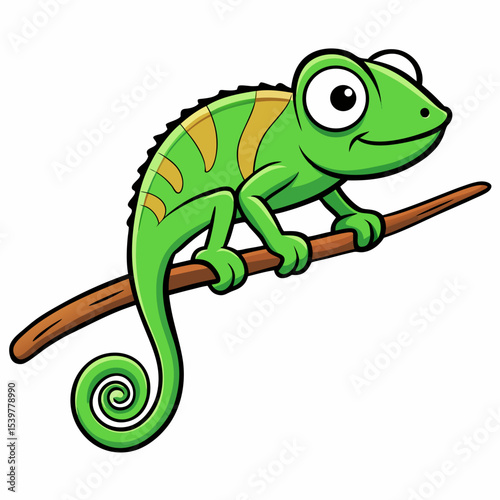 Chameleon Perched Vector Art