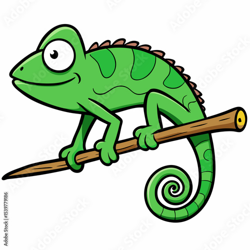Chameleon Perched Vector Art