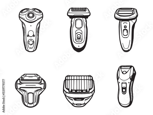 electric shaver simple line art vector illustration design