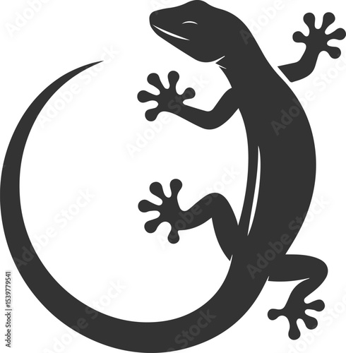 Vector illustration drawing silhouette of a reptile animal lizard isolated
