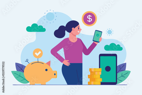 Mobile Banking and Saving Money, online banking concept