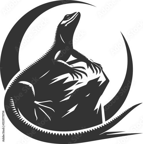 Vector illustration drawing silhouette of a reptile animal lizard isolated