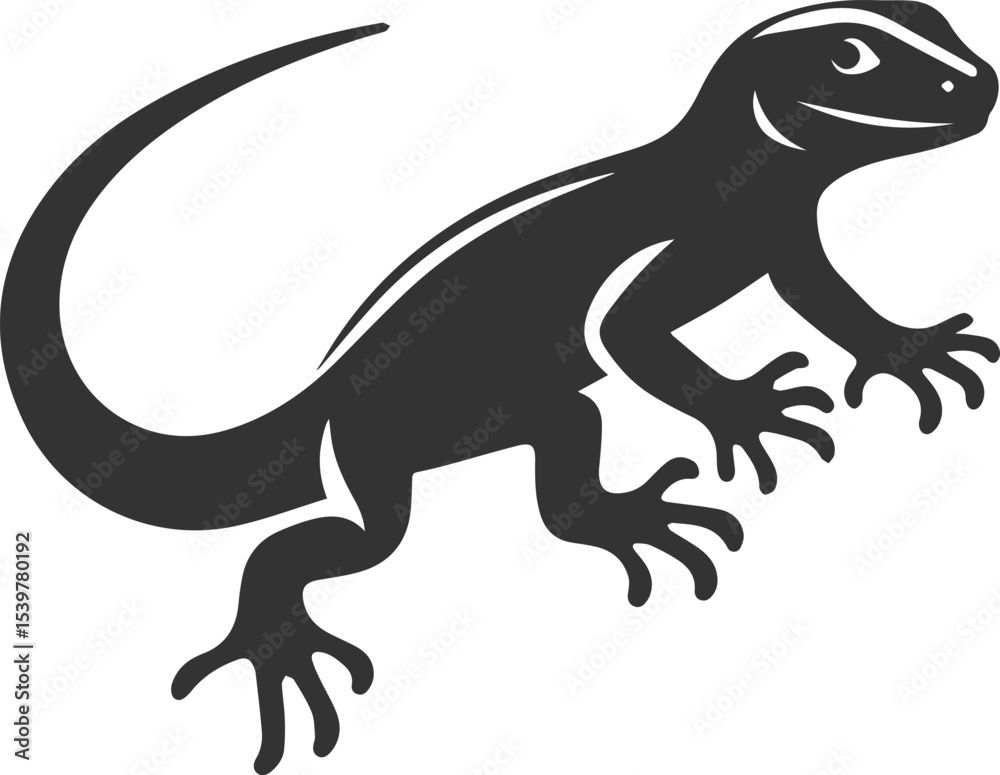 Naklejka premium Vector illustration drawing silhouette of a reptile animal lizard isolated