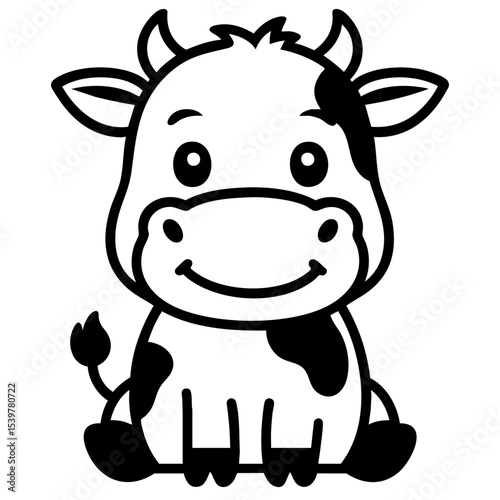 Funny cartoon cow illustration isolated on white background