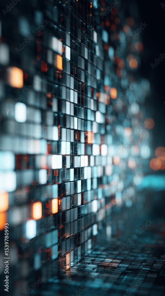 Obraz premium Enhanced digital pixel patterns create dynamic background for IT services in communication technology