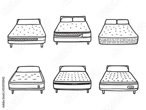 elegant box spring furniture piece line drawing style